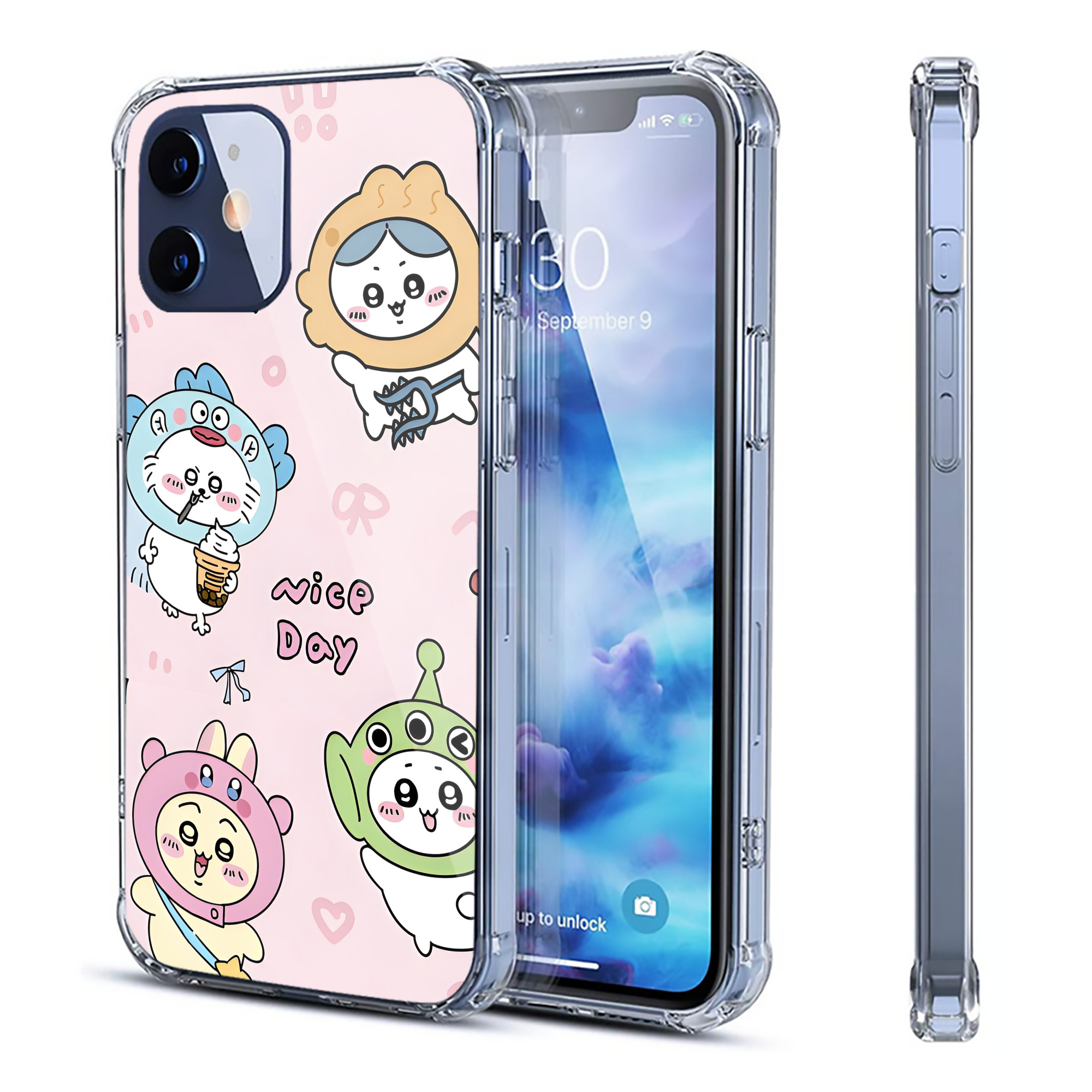 （画像用） ちいかわ Chii-kawa 【iPhone 12シリーズ対応】透明スマホケース（クリアソフトケース）